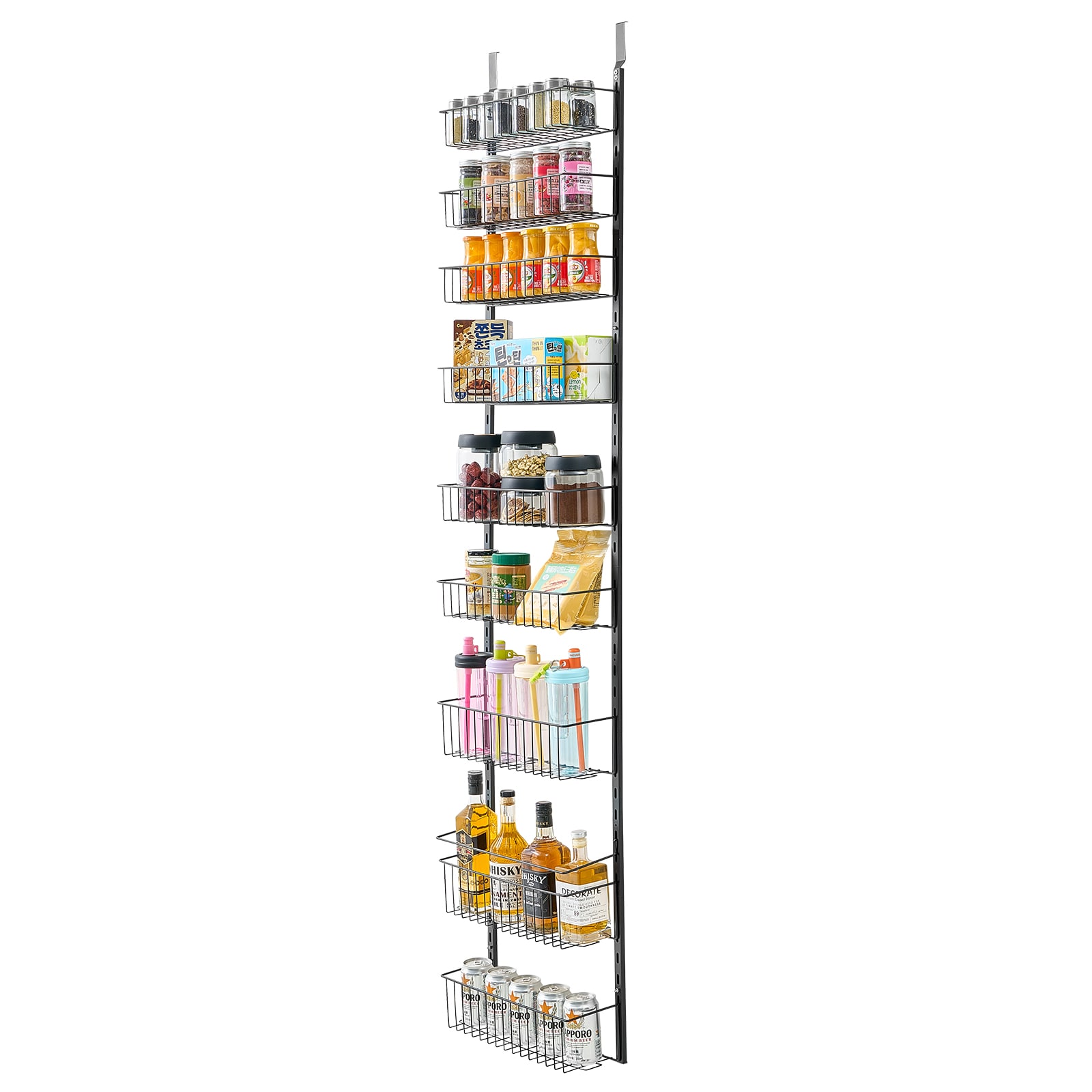 9-Tier Over The Door Pantry Organizer Hanging Storage Rack Adjustable Kitchen_voghion.com